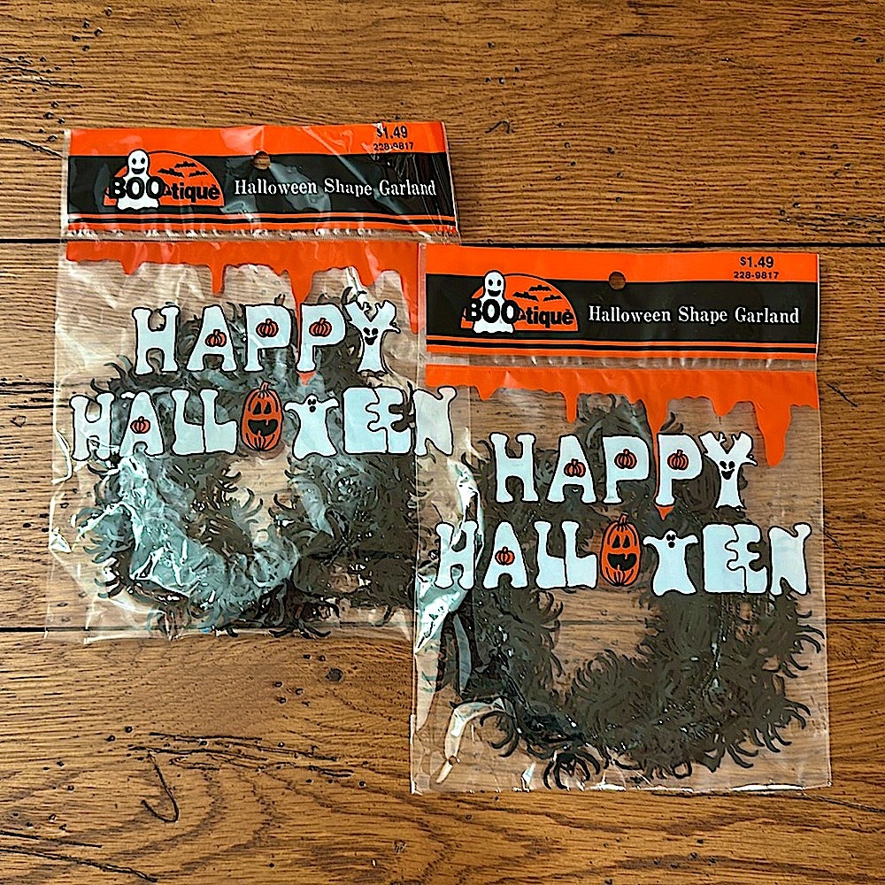 Boo-tique Halloween Shaped Garland NWT Lot of Two Black Spiders Vintage 1993